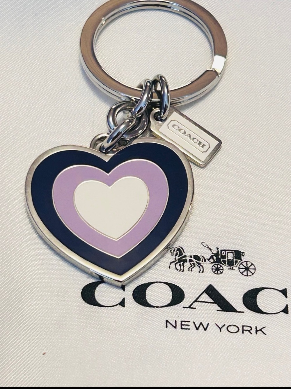 NWOT Coach Purple Heart Keychain/ Bag Charm - Picture 6 of 13